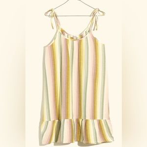 Madewell multi color dress with tie straps. Size Large